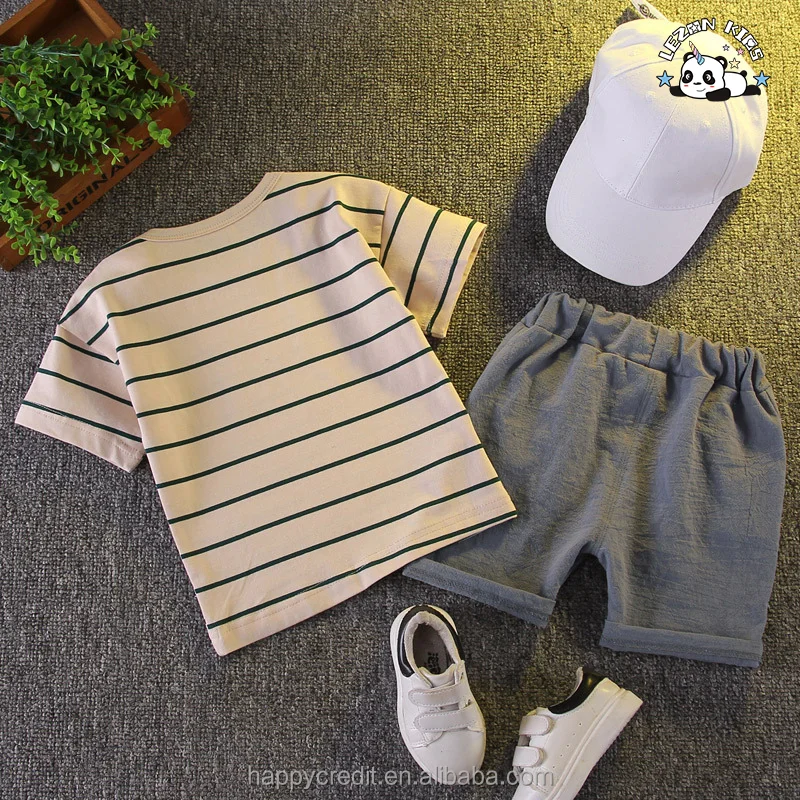 LEZONKIDS - Conjunto de Roupas Casuais para Bebês Meninos Personalizáveis Camiseta Manga Curta e Calças 2 Peças